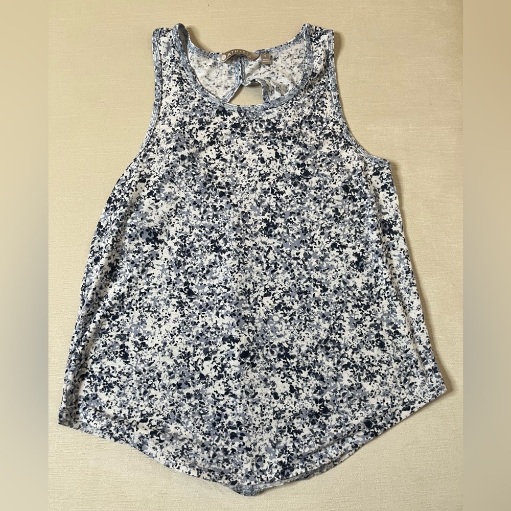 Athleta Tank Top - Women's Small Navy Blue White EUC - Floral Athletic